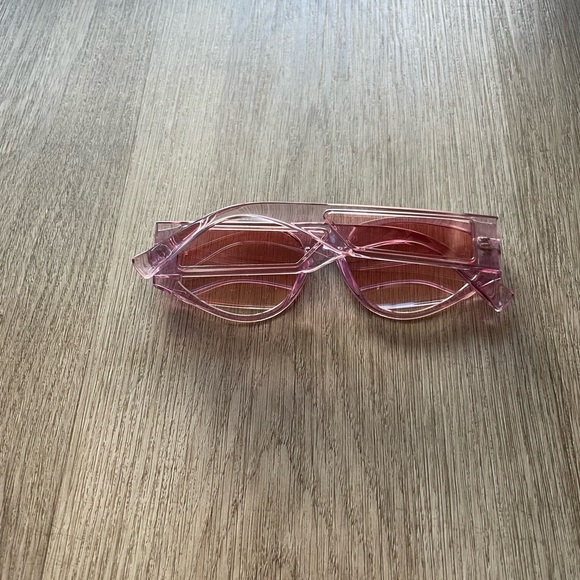 otra poppy clear pink oval retro y2k statement sunglasses eyewear NEW - Picture 3 of 4